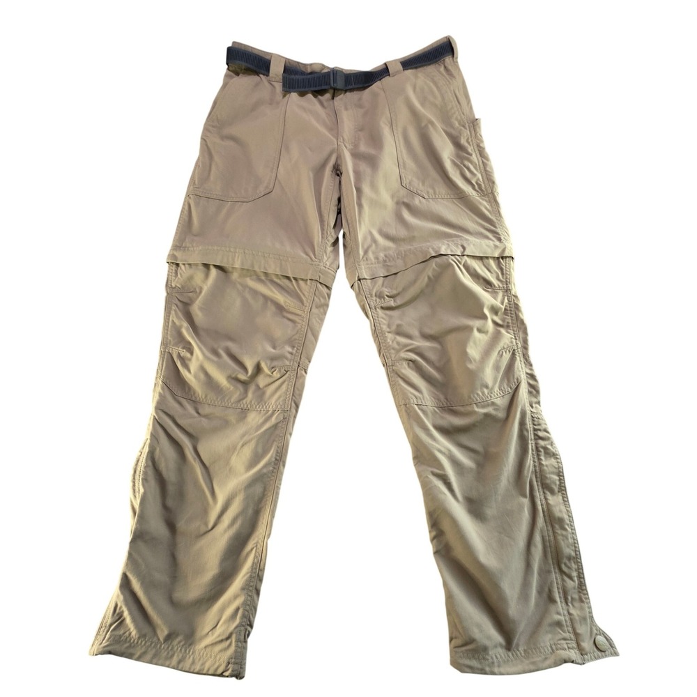 LL Bean Convertible Hiking Pants Nylon Zip Off L Tall‎ Khaki Gorpcore Mens Trail